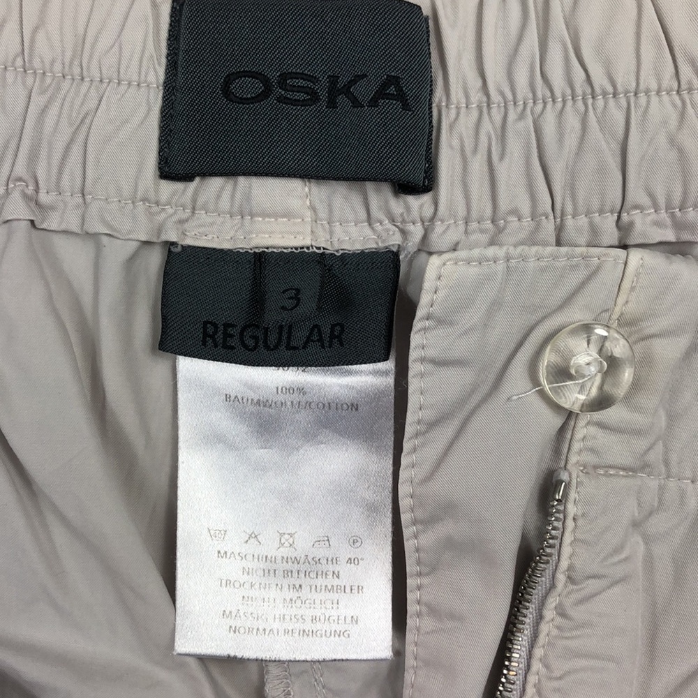 OSKA High Rise Elastic Waist Off White Cotton Cropped Wide Leg Pants Inseam 25” - Picture 13 of 16